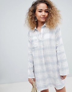 Платье-рубашка в клетку с длинными рукавами En Creme - Белый