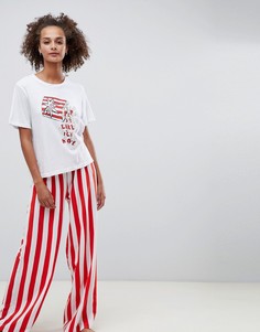 Пижамная футболка и брюки ASOS DESIGN his & hers - Мульти