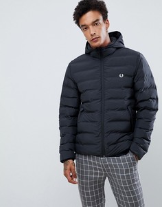 Черная дутая куртка с капюшоном Fred Perry - Черный