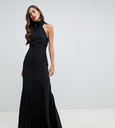 Креповое платье макси с высоким воротом ASOS DESIGN Tall - Черный