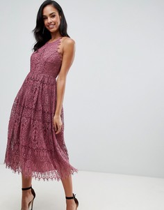 Кружевное платье миди для выпускного с фигурными краями ASOS DESIGN - Фиолетовый