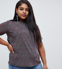 Футболка с блестками ASOS DESIGN Curve - Серебряный