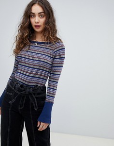 Футболка в полоску Free People Donna - Темно-синий