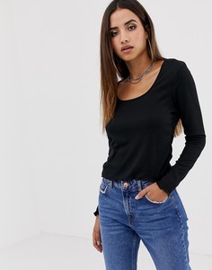 Черный кроп-топ с длинными рукавами Boohoo - Черный