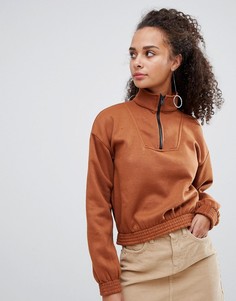 Свитшот с молнией Bershka - Коричневый