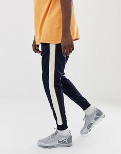 Темно-синие джоггеры с полосками по бокам Pull&Bear - Темно-синий