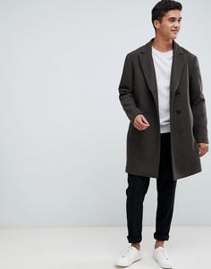 Двубортное oversize-пальто с добавлением шерсти Selected Homme - Коричневый