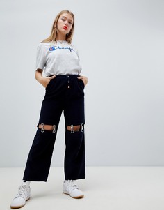 Вельветовые брюки со съемными подтяжками ASOS DESIGN - Синий