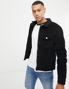 Вельветовая куртка с плюшевым воротником Jack & Jones - Черный