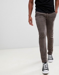 Суженные книзу узкие брюки в клетку Jack & Jones - Бежевый
