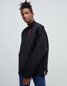 Oversize-свитшот с короткой молнией ASOS DESIGN - Черный
