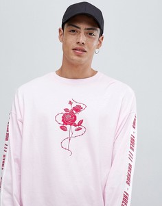 Oversize-лонгслив с текстовым принтом ASOS DESIGN - Розовый