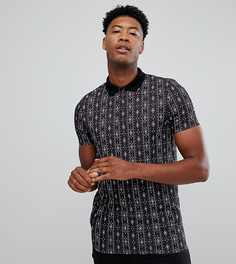 Футболка-поло с ацтекским принтом ASOS DESIGN Tall - Черный