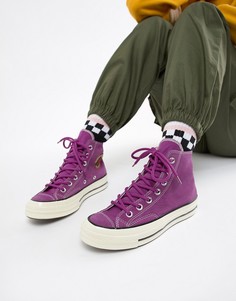Фиолетовые высокие замшевые кеды Converse Chuck 70 Base Camp - Фиолетовый