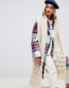 Шарф крупной ручной вязки ASOS DESIGN - Кремовый