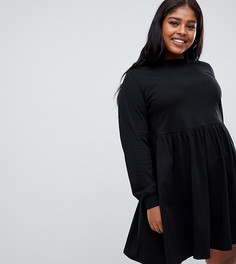Свободное платье с длинными рукавами ASOS DESIGN Curve - Черный