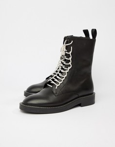 Кожаные ботинки на шнуровке ASOS DESIGN Alarm - Черный