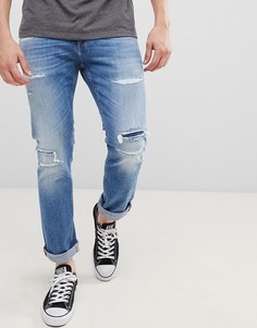 Светлые джинсы слим с рваной отделкой Tommy Jeans Scanton - Синий