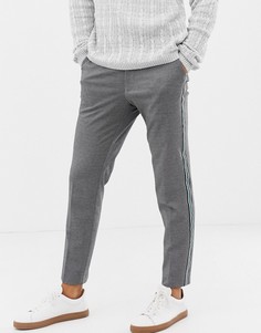 Серые суженные книзу брюки с полосками по бокам Burton Menswear - Серый