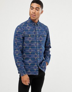 Джинсовая рубашка навыпуск с ацтекским принтом ASOS DESIGN - Синий