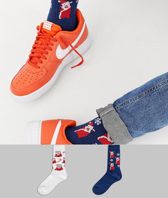 2 пары спортивных носков в новогоднем стиле ASOS DESIGN - Мульти