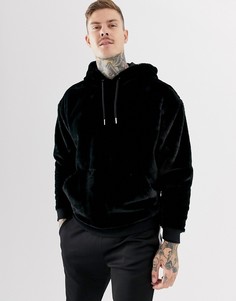 Черный oversize-худи из искусственного меха ASOS DESIGN - Черный