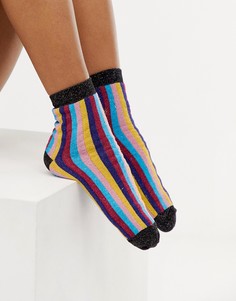 Блестящие носки в полоску ASOS DESIGN - Мульти