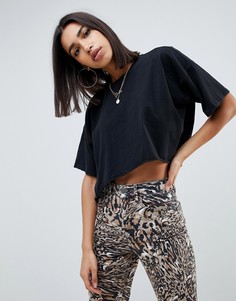 Oversize-футболка с закругленным краем ASOS DESIGN - Черный