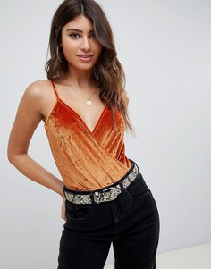 Бархатное боди с запахом ASOS DESIGN - Красный