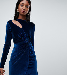 Бархатное облегающее платье с вырезом Fashion Union Tall - Темно-синий