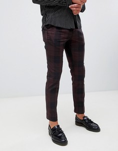 Бордовые строгие брюки в клетку River Island - Красный