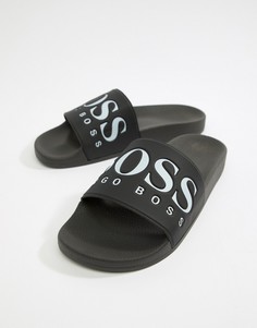 Черные шлепанцы с логотипом BOSS Solar - Черный