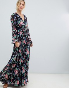 Платье макси с запахом, цветочным принтом и оборками ASOS DESIGN - Мульти