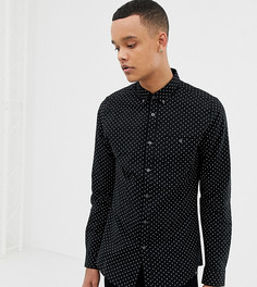 Черная оксфордская рубашка с геометрическим принтом Burton Menswear Big & Tall - Черный