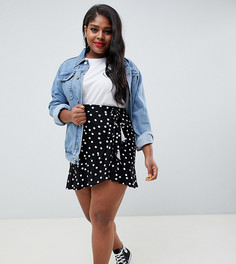 Мини-юбка в горошек с запахом ASOS DESIGN Curve - Мульти