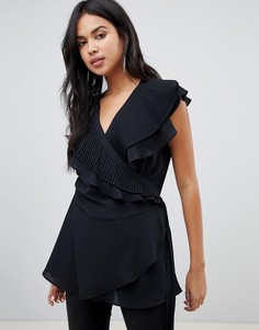 Блузка с запахом и оборками Vero Moda - Черный