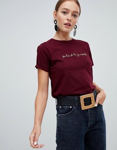 Бордовая футболка с принтом New Look - Красный