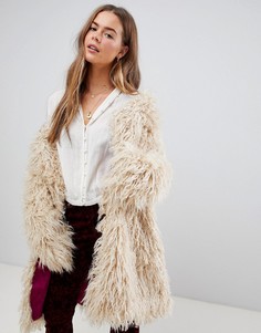 Меховое пальто Free People - Бежевый