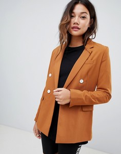 Двубортный блейзер Bershka - Бежевый