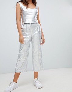 Брюки с эффектом металлик Bershka - Серебряный