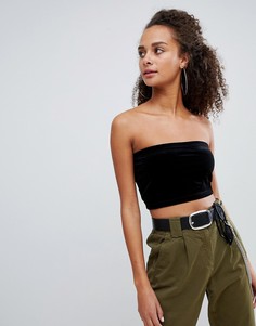 Бархатный кроп-топ Bershka - Черный