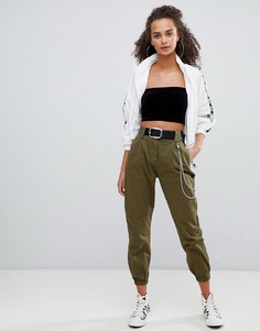 Брюки карго с цепочками Bershka - Зеленый