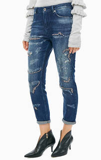 Зауженные джинсы с высокой талией и отделкой камнями Jessica Silvian Heach