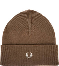 Шерстяная шапка мелкой вязки с вышивкой Fred Perry