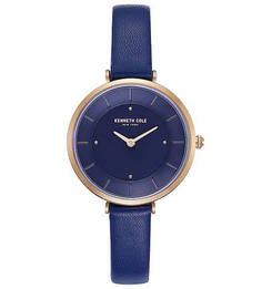 Часы с тонким синим браслетом из натуральной кожи CLASSIC Kenneth Cole
