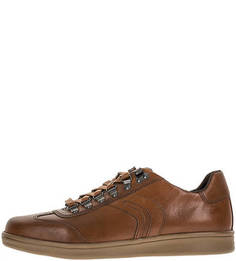 Коричневые кеды на шнуровке из натуральной кожи Geox