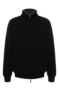Кашемировый кардиган на молнии с воротником-стойкой и внутренней меховой отделкой Svevo