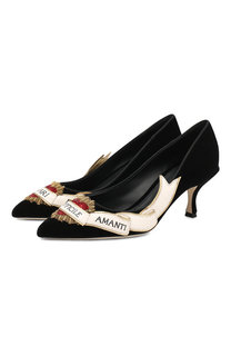 Бархатные туфли Lori с отделкой Dolce & Gabbana