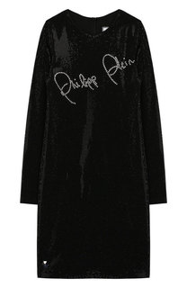 Платье из вискозы со стразами Philipp Plein