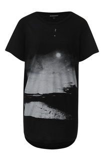 Удлиненная хлопковая футболка с принтом Ann Demeulemeester